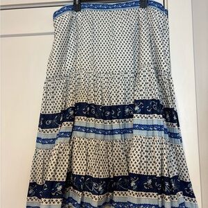 J. Crew Blue and White Floral Cotton Maxi Skirt